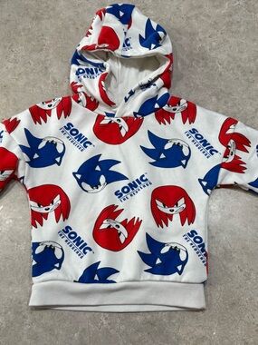 Sonic the Hedgehog Toddler White Hoodie with Blue & Red Character Print